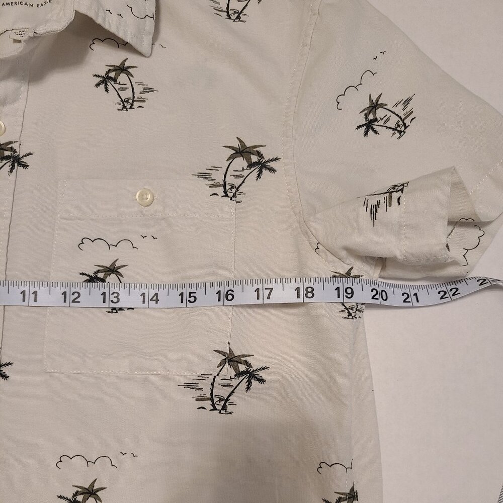 American Eagle Palm Tree Print Button-Up Shirt - Men's Small - Picture 7 of 13